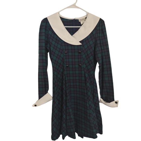 Vintage Rare Edition Green Plaid Dress Girls Size 10/12 Academia Classic - Picture 1 of 6